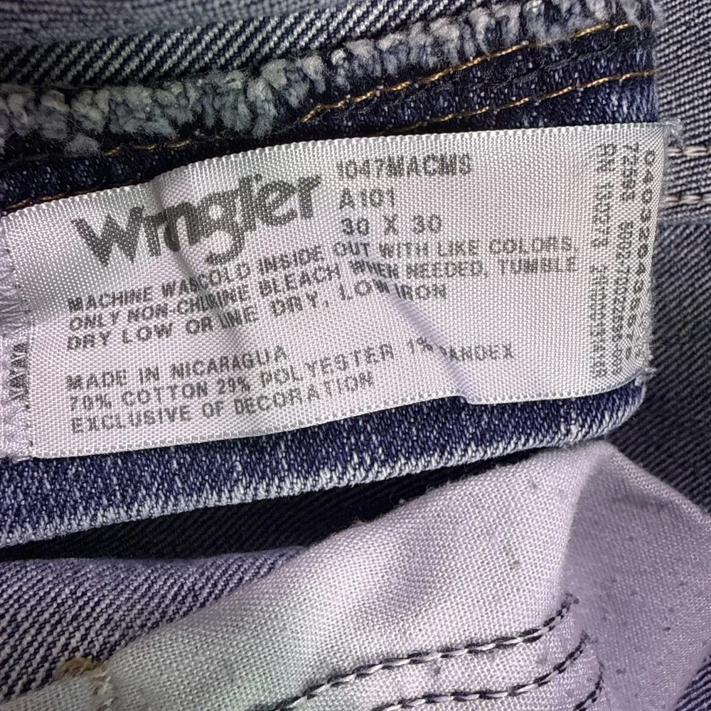 Wrangler 47 Advanced Comfort Jeans Mens 30x30 Blue Cowboy 1047MACMT FLAWS